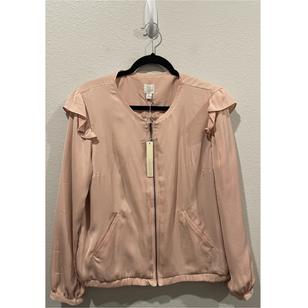 LC LAUREN CONRAD Pinko Cream Long Sleeve Zipper Jacket